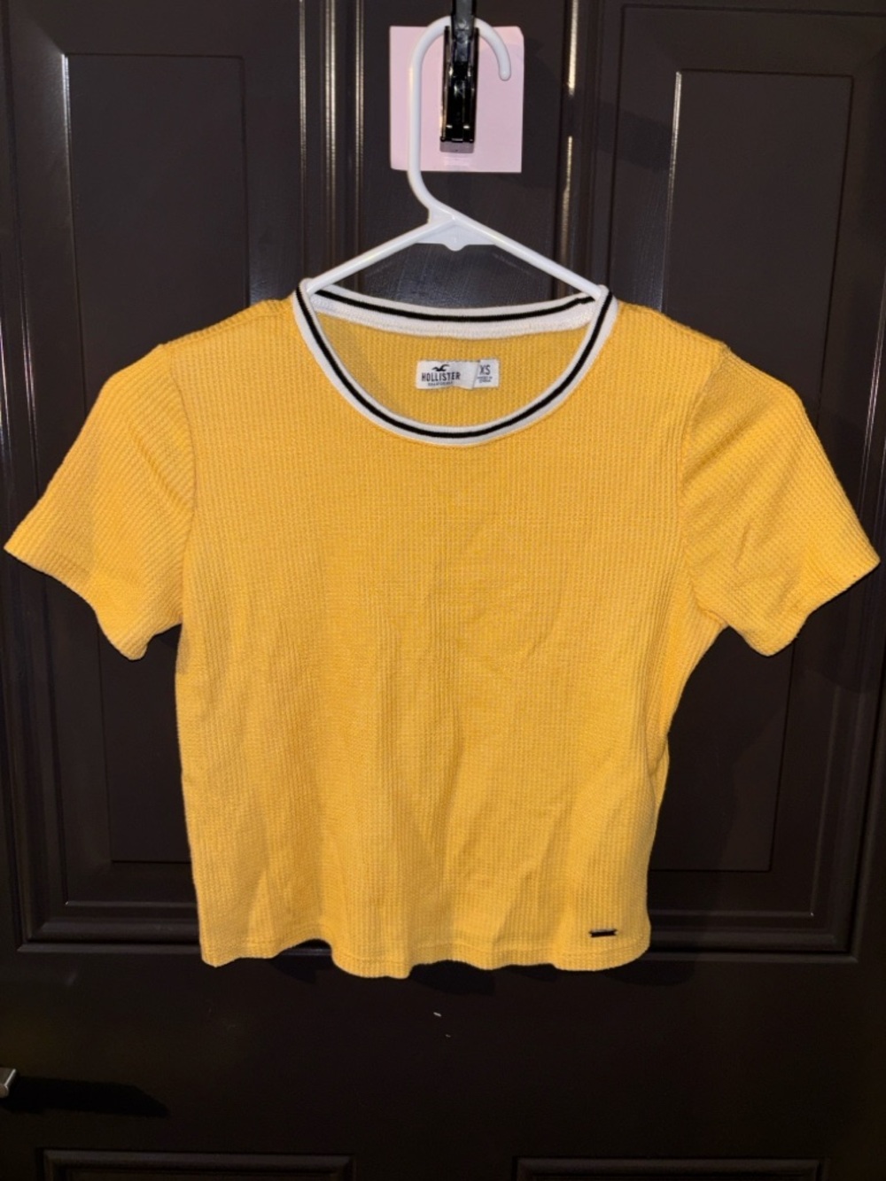 Hollister Waffle Knit Crop Short Sleeve Top Women’s Yellow size xs